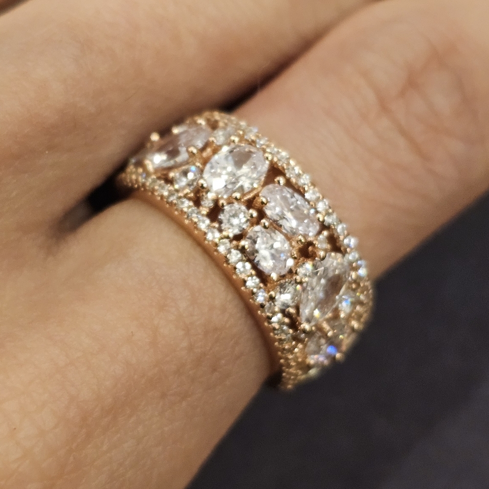 Cubic Zirconia mixed fancy shape set in 14k gold plated sterling silver, 7